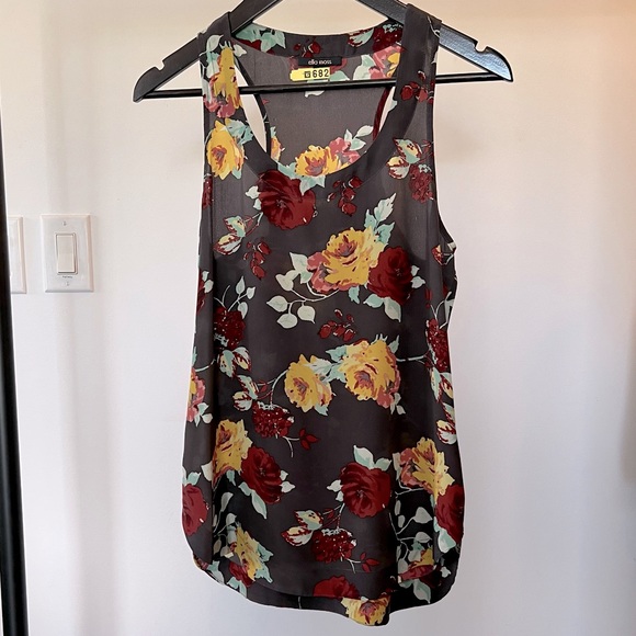 Ella Moss silk floral tank | Purple with pattern, S - Picture 1 of 7